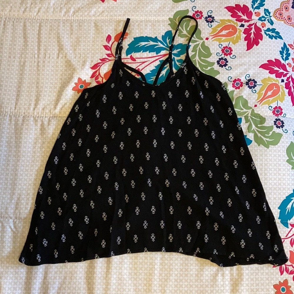 Mossimo Supply Co Black/White Patterned Spaghetti Strap Top Size XS